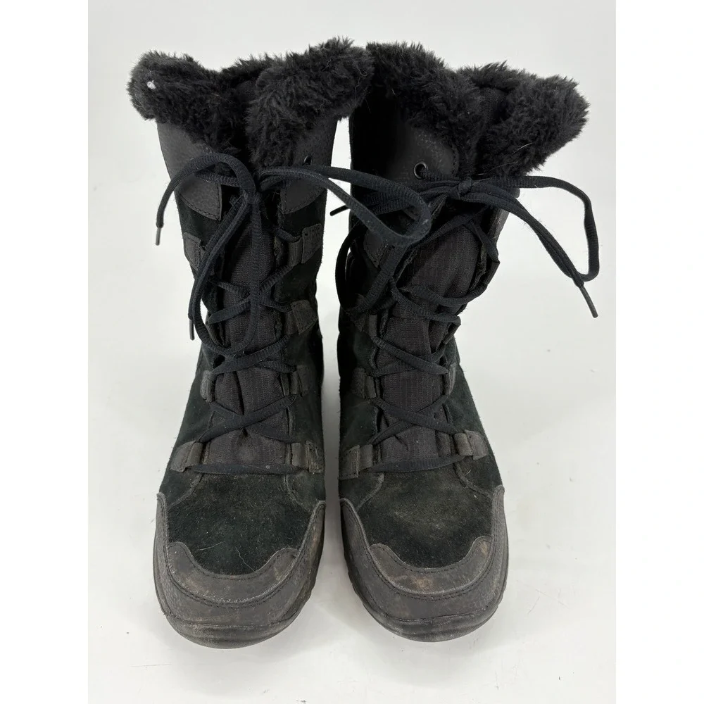 Columbia Minx Mid II Womens Size 7 Wide Winter Boots Black‎ Waterproof Faux Fur